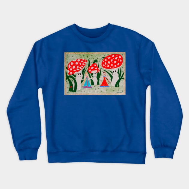 Dance of the Mushroom Fairies Crewneck Sweatshirt by DebiCady